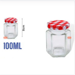 TARRO HEXAGONAL CON TAPA ROJA