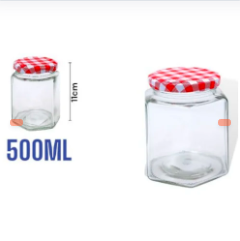 TARRO HEXAGONAL CON TAPA ROJA