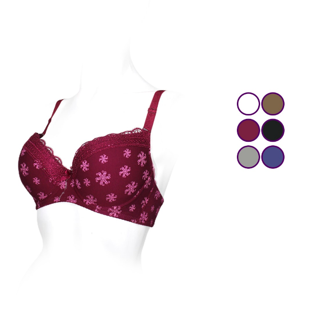 SOSTEN COPA C ESTAMPADO CON ENCAJE EN BUSTO 3 BROCHES