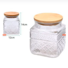 TARRO DE VIDRIO CON TAPA DE MADERA