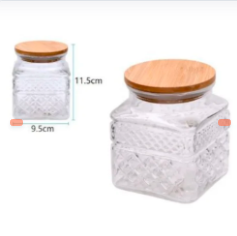 TARRO DE VIDRIO CON TAPA DE MADERA
