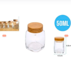 BOTELLA DE VIDRIO CON TAPA DE MADERA