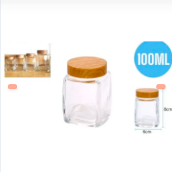 TARRO DE VIDRIO CON TAPA DE MADERA