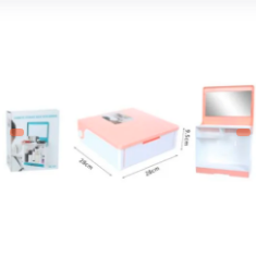 ESPEJO CON SOPORTE PARA GUARADAR MAQUILLAJE