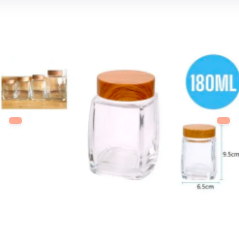 BOTELLA DE VIDRIO CON TAPA DE MADERA