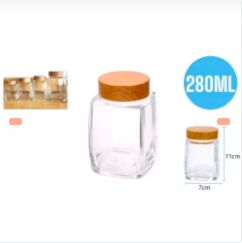 BOTELLA DE VIDRIO CON TAPA DE MADERA