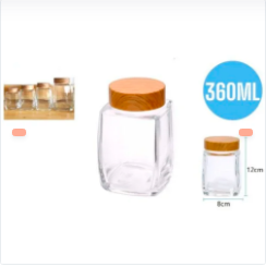 BOTELLA DE VIDRIO CON TAPA DE MADERA