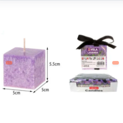 VELA CUADRADA PURPURA PEQUEÑA AROMATICA