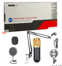 Kit Microfono Condensador, Con Brazo Metal, Para Sobre Mesa, Plug 3,5Mm.