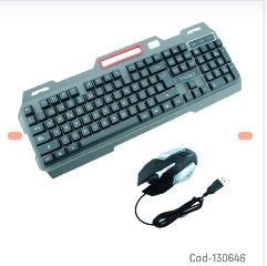TECLADO + MOUSE TIPO GAMER CON LUZ INTEGRADA.