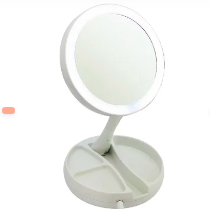 ESPEJO DOBLE CON LUZ LED Y AUMENTO 1X
