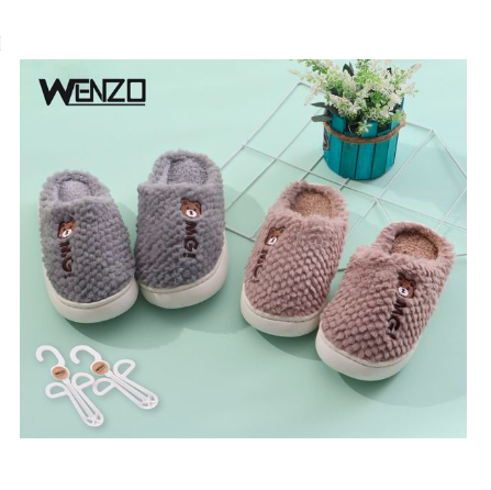 pantuflas de hombre de algodon con lunares y pelo de conejito