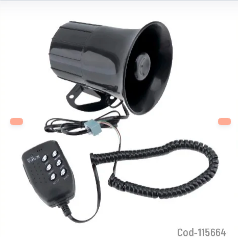 SIRENA CON MEGAFONO 200W DE 6 TONOS, 12V