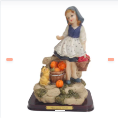 NIÑA CON GATO Y FRUTAS