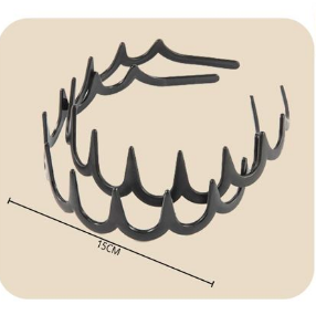 2 piezas negro brillante con dientes+hebilla de cabeza de plastico negro