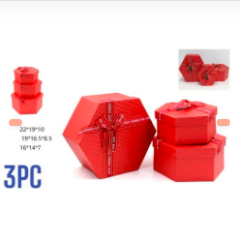 CAJA DE REGALO HEXAGONAL ROJA
