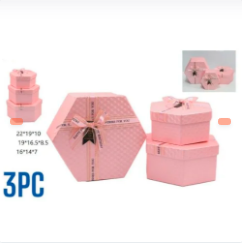 CAJA DE REGALO HEXAGONAL ROSADA