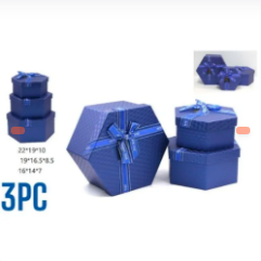 CAJA DE REGALO HEXAGONAL AZUL