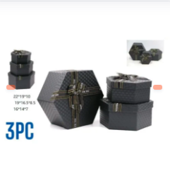 CAJA DE REGALO HEXAGONAL NEGRA