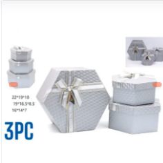 CAJA DE REGALO HEXAGONAL GRIS