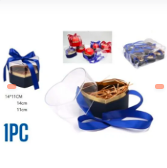 CAJA DE REGALO DE CORAZON CON TAPA TRANSPARENTE