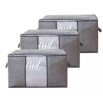 organizador de bolsas de ropa gris