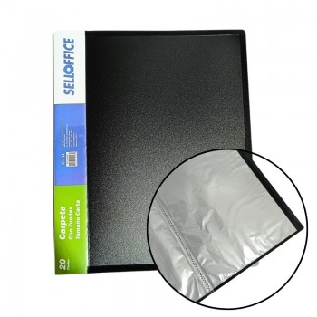 CARPETA CON FUNDAS PLASTICA NEGRA 20 FUNDAS