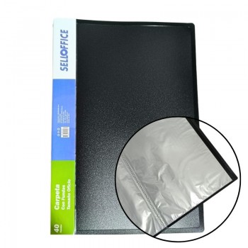 CARPETA CON FUNDAS PLASTICA NEGRA 40 FUNDAS OFICIO