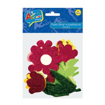 FLORES GLITTER AUTOADHESIVAS GOMA EVA