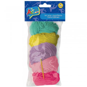 SET LANAS 5 COLORES 1 AGUJA PLAST