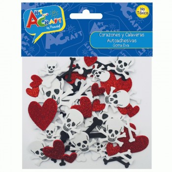 CORAZONES Y CALAVERAS GOMA EVA AUTOADHESIVOS