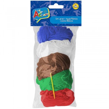 SET LANA 5 COLORES BASICOS 1 AGUJA PLAST
